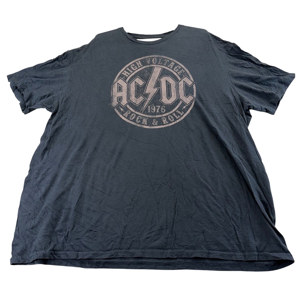 AC/DC T-Shirt Mens 2XL Black High Voltage Rock & Roll 1976 Vintage Graphic Tee